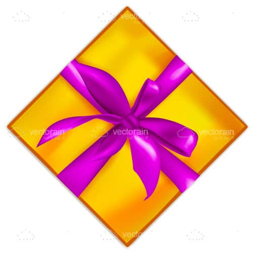 Golden Gift Box with Purple Ribbon